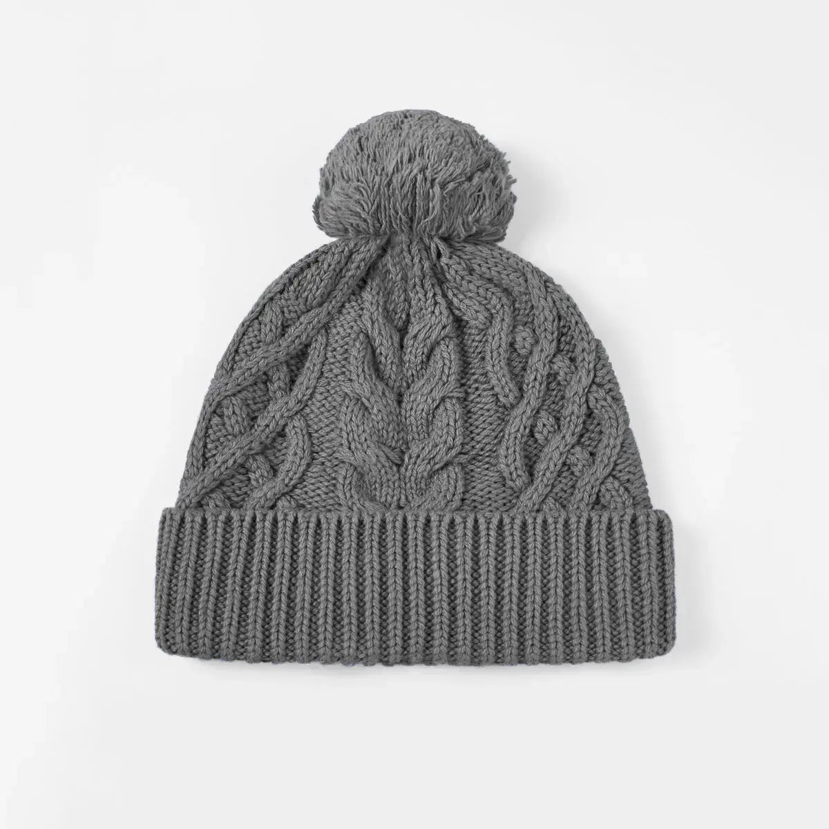 Blank Cable Knit Pom Pom Beanie Wholesale - 1168