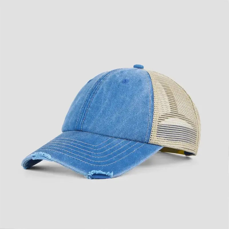 Blank Vintage 6 Panel Unstructured Mesh Trucker Hats Wholesale - 6532