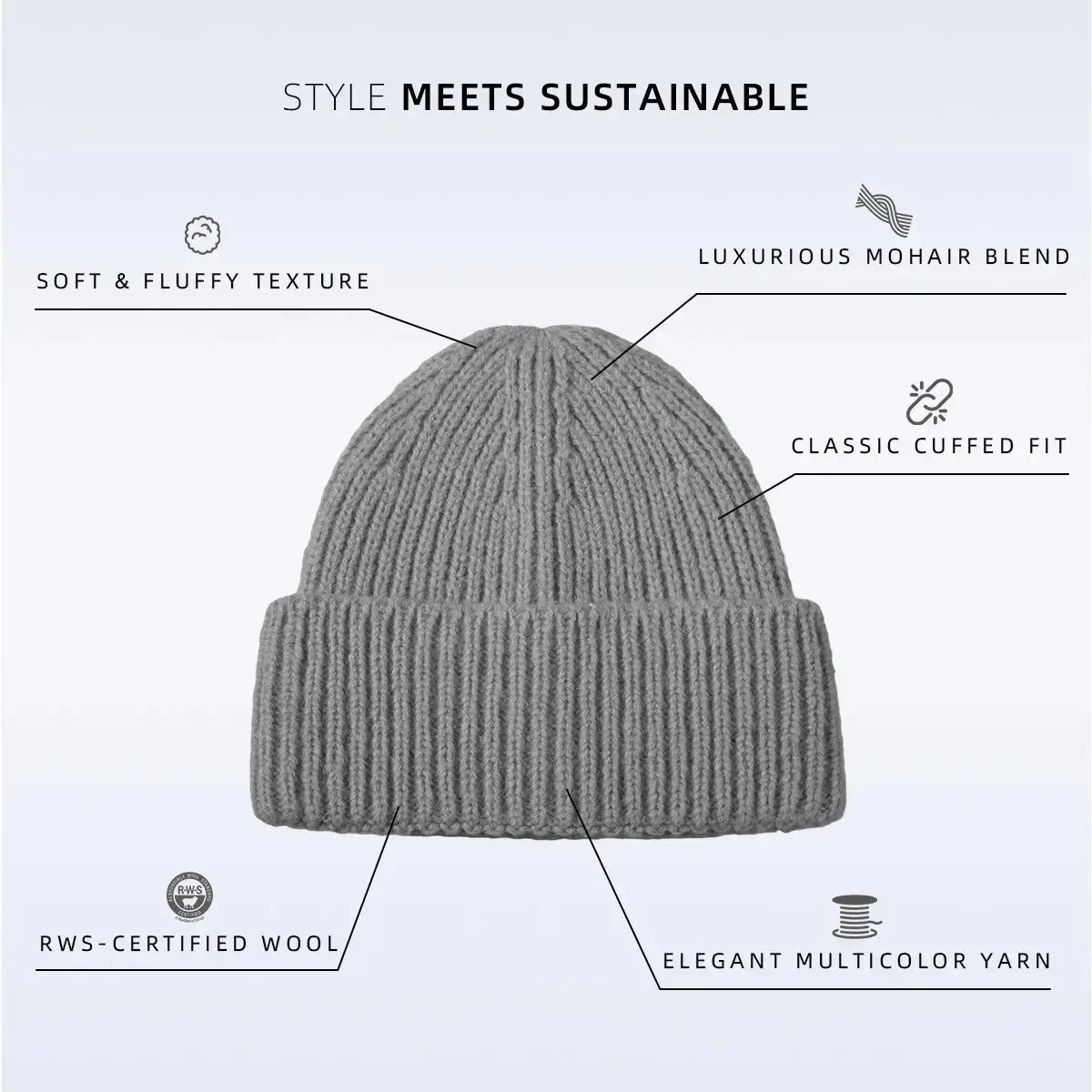 Blank Cuffed Women's Mohair Blend Beanie Wholesale - 1265 Foremost Hat