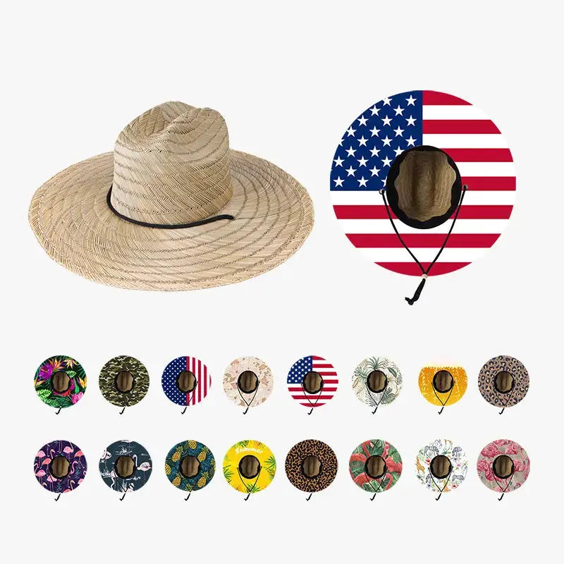 Straw Lifeguard Sun Hat Wholesale - Blank or Custom Logo and Under Brim
