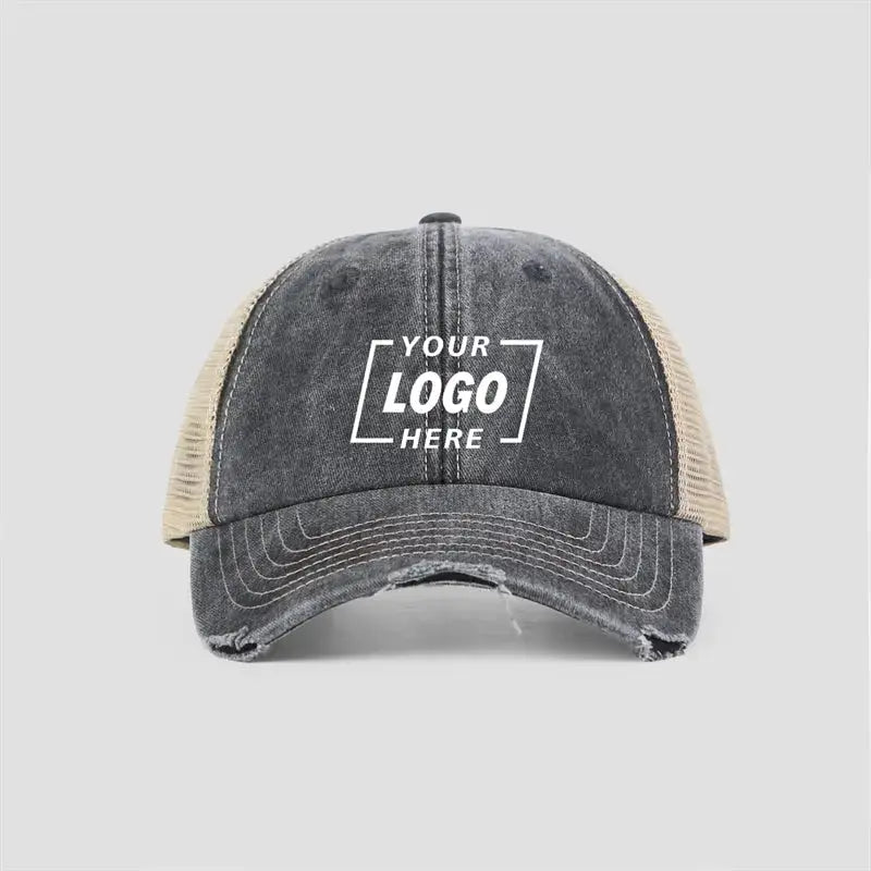 Blank Vintage Cotton Sand Unstructured Mesh Trucker Hats Wholesale - 6532