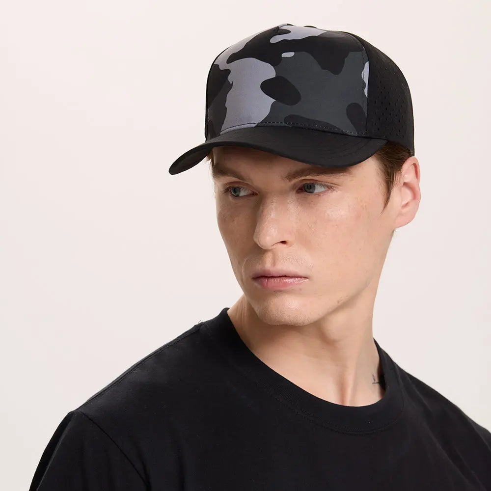 Blank 5 Panel Water Repellent Recycled Perforated Snapback Golf Hat- 6526Â foremosthat