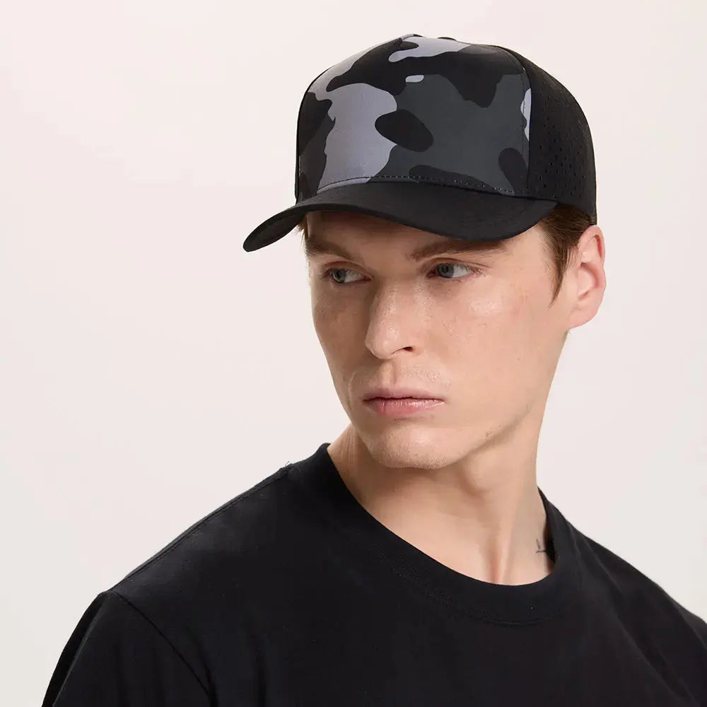 Blank 5 Panel Water Repellent Recycled Perforated Snapback Golf Hat- 6526Â foremosthat