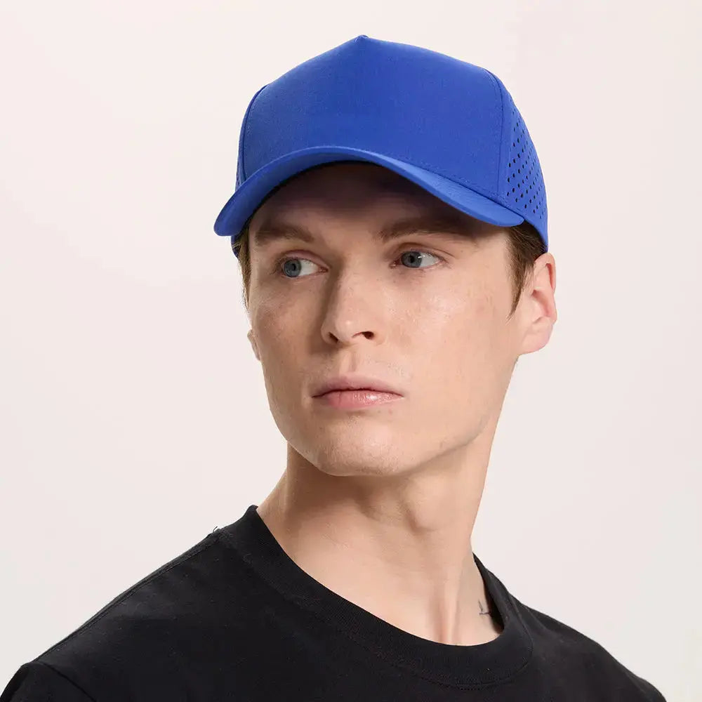 Blank 5 Panel Water Repellent Recycled Perforated Snapback Golf Hat- 6526Â foremosthat