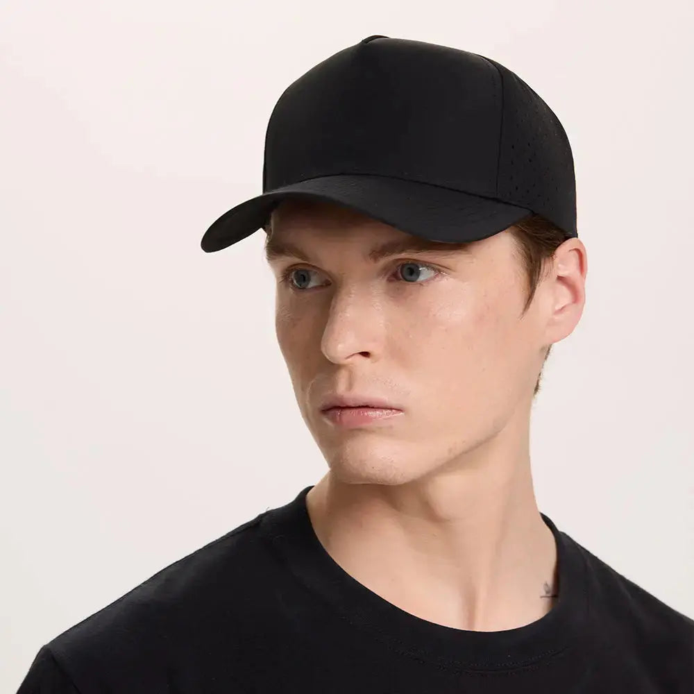 Blank 5 Panel Water Repellent Recycled Perforated Snapback Golf Hat- 6526Â foremosthat
