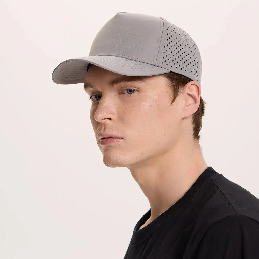 Blank 5 Panel Water Repellent Recycled Perforated Snapback Golf Hat- 6526Â foremosthat