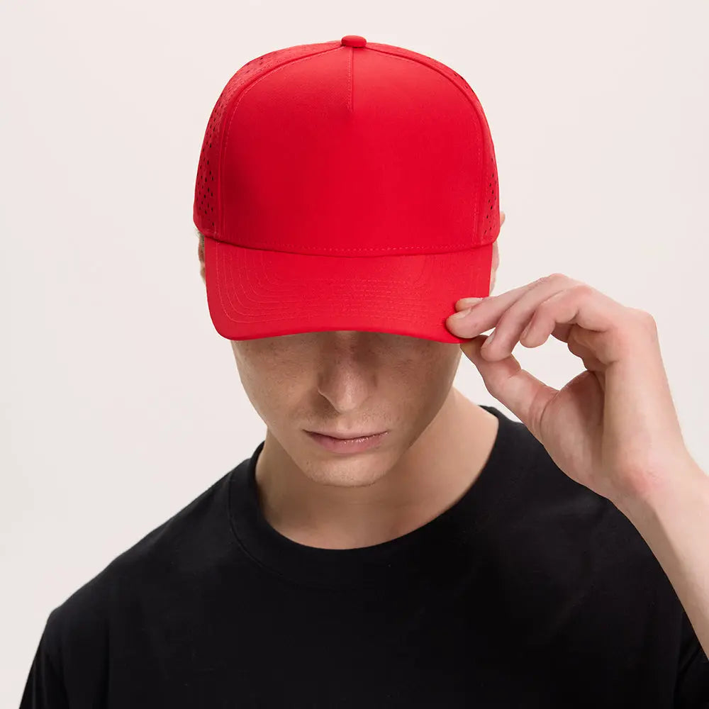 Blank 5 Panel Water Repellent Recycled Perforated Golf Hat- 6526Â Â Â Foremost Hat-Wholesale & Custom Hats