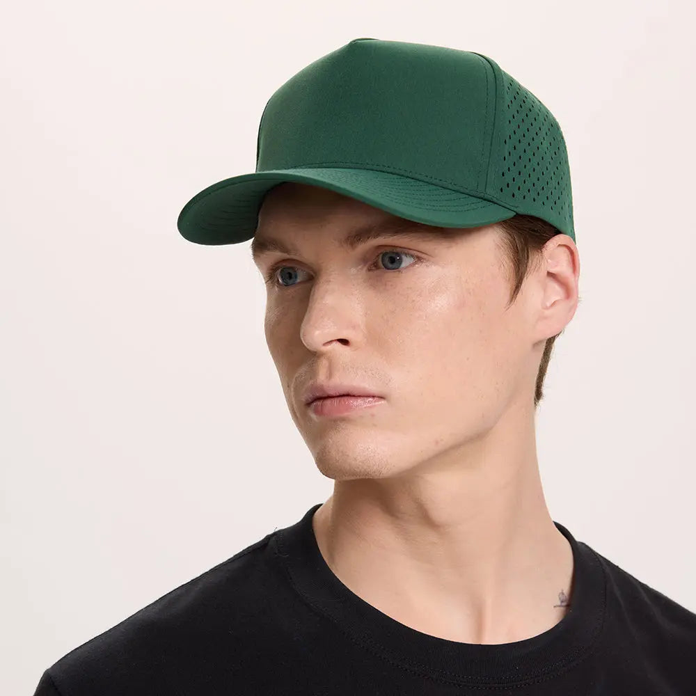 Blank 5 Panel Water Repellent Recycled Perforated Golf Hat- 6526Â Â Â Foremost Hat-Wholesale & Custom Hats