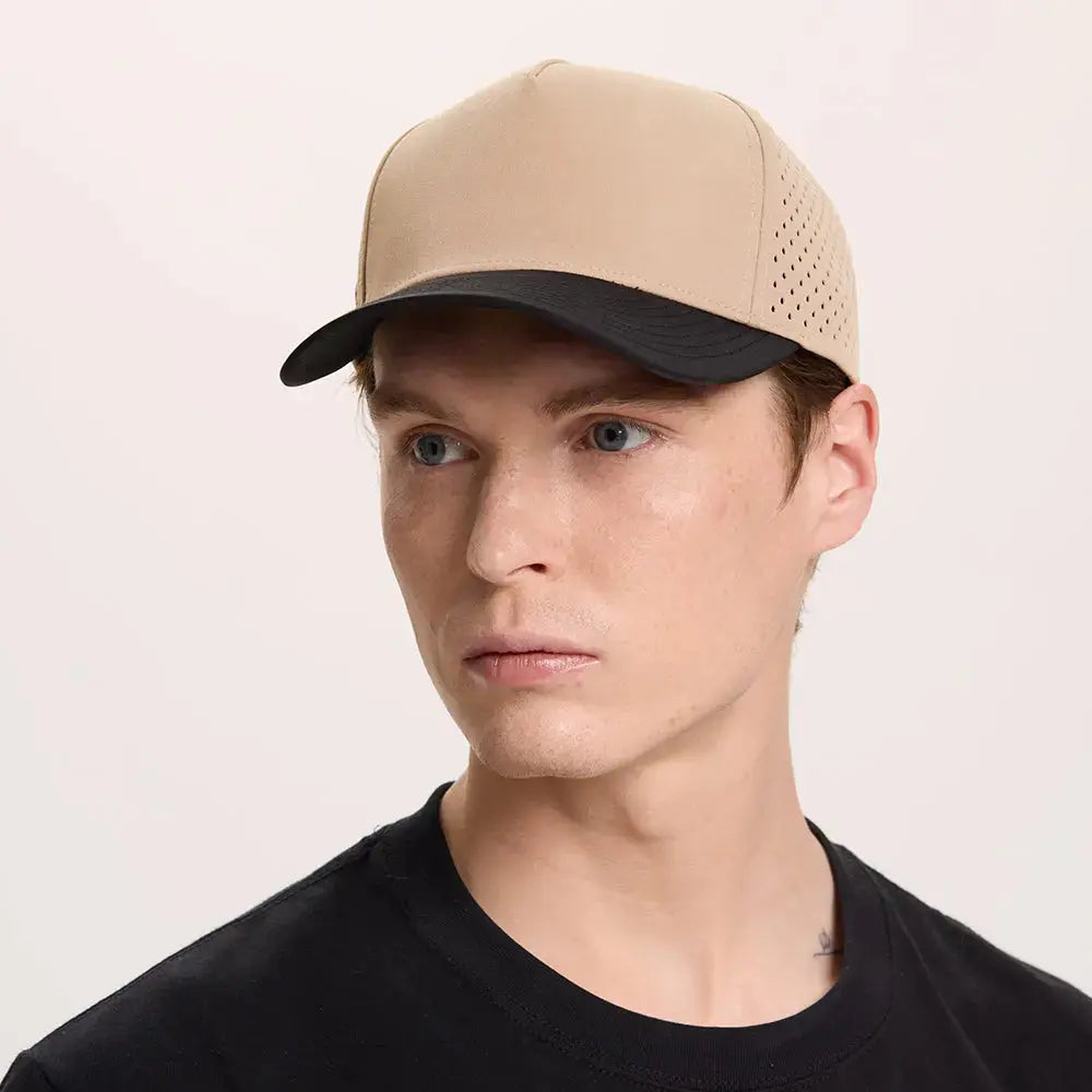 Blank Laser Perforated 5 Panel Performance Snapback Golf Hat Wholesale - 6526 (Recycled Polyester)
