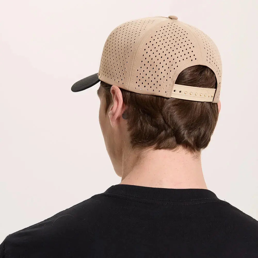 Blank 5 Panel Water Repellent Recycled Perforated Snapback Golf Hat- 6526Â foremosthat