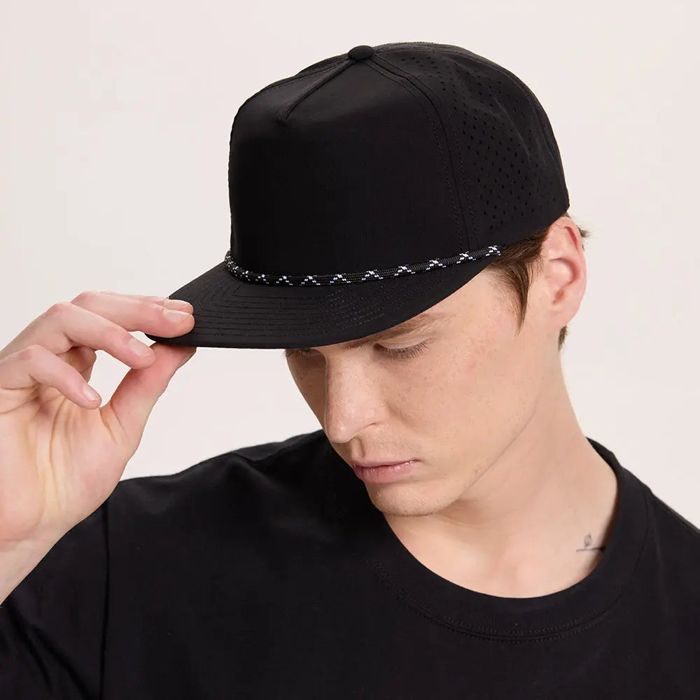 Blank Water Repellent Flat Bill Perforated Rope Snapback Hat - 5015PÂ foremosthat