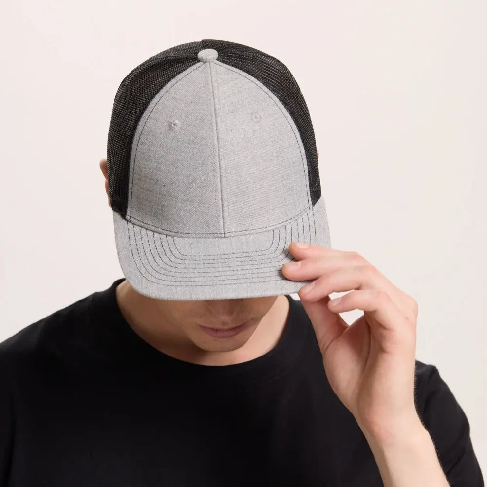 Wholesale Blank 6 Panel Mid Profile Structured Trucker Hat - 7018