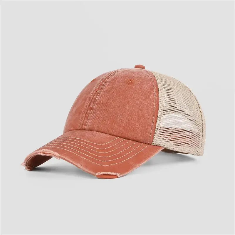 Blank Vintage 6 Panel Unstructured Mesh Trucker Hats Wholesale - 6532