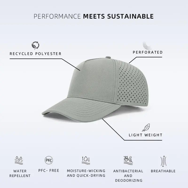 Blank 5 Panel Water Repellent Recycled Perforated Snapback Golf Hat- 6526Â foremosthat