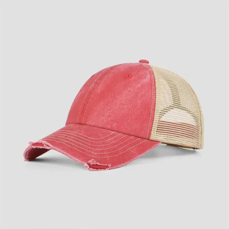 Blank Vintage 6 Panel Unstructured Mesh Trucker Hats Wholesale - 6532