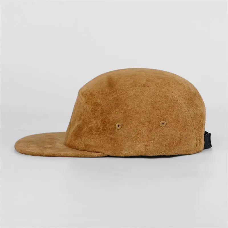 Blank Suede 5 Panel Flat Bill Camper Cap - 6739