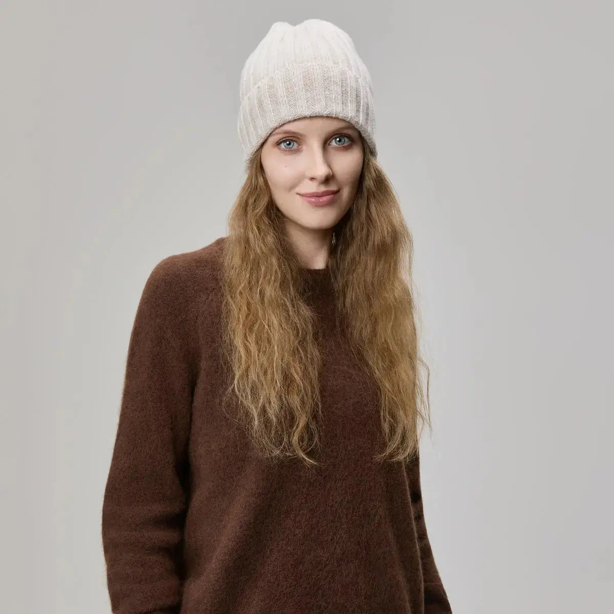 Blank Ribbed Merino Wool and Cashmere Blend Beanies - 1313