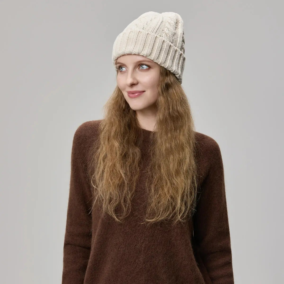 Blank Australian Wool Cable Knit Beanie - 1340