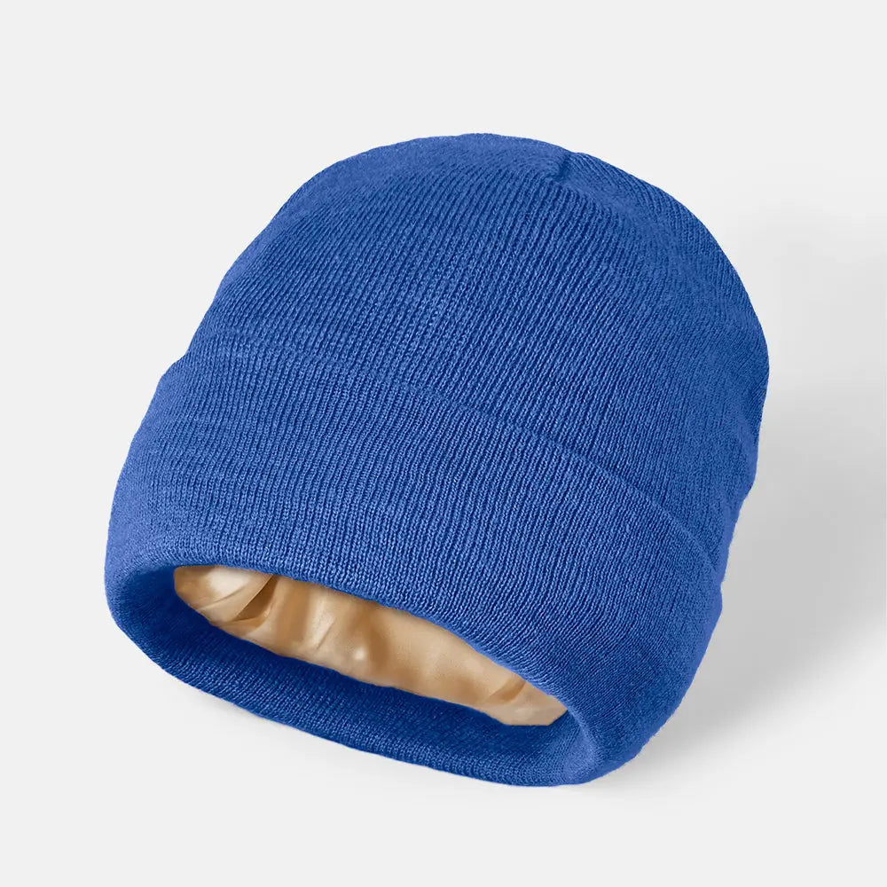 Blank Cuffed Satin Lined Beanie Wholesale - 1176Â Blue Foremost Hat