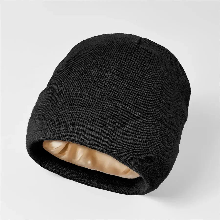 Blank Cuffed Satin Lined Knit Beanies Wholesale - 1176 ( Recycled Poly