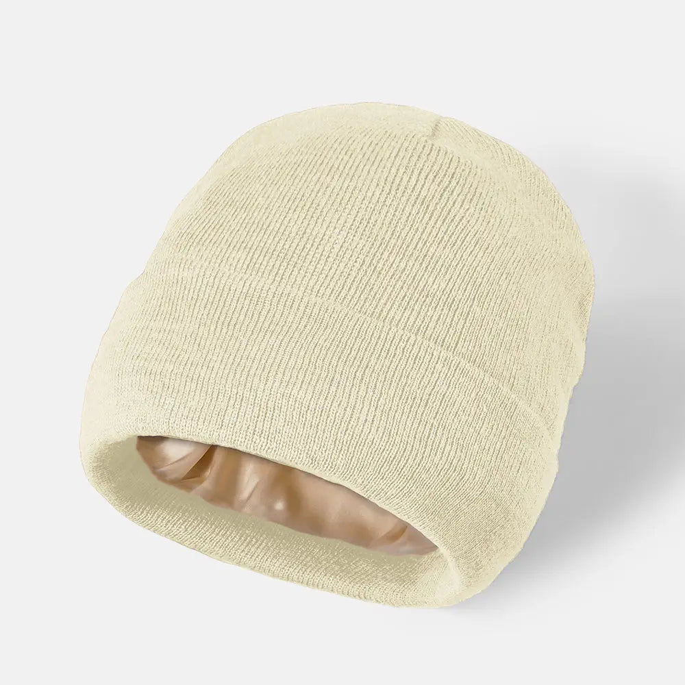 Blank Cuffed Satin Lined Beanie Wholesale - 1176Â Beige Foremost Hat