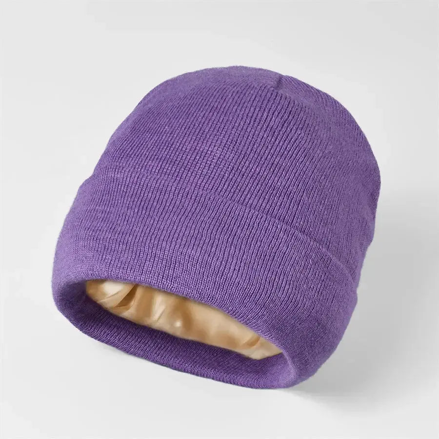 Blank Cuffed Satin Lined Knit Beanies Wholesale - 1176 ( Recycled Poly