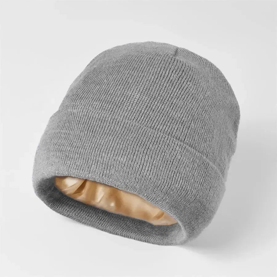 Blank Cuffed Satin Lined Knit Beanies Wholesale - 1176 ( Recycled Poly