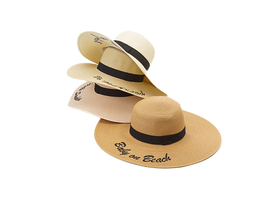 Custom Embroidered Straw Floppy Beach Hats