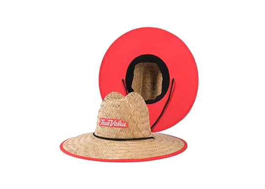 Custom Straw Lifeguard Hats with Patch Logo Printed Under Brim