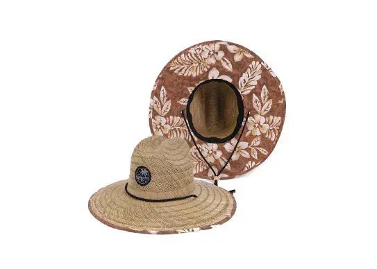 Custom Straw Lifeguard Hats with Patch Logo Printed Under Brim