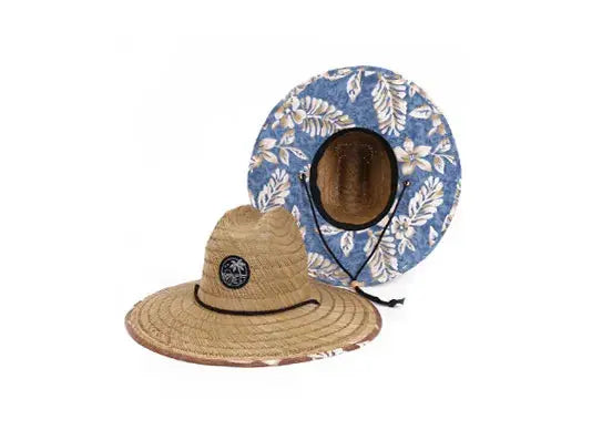 Custom Straw Lifeguard Hats with Patch Logo Printed Under Brim