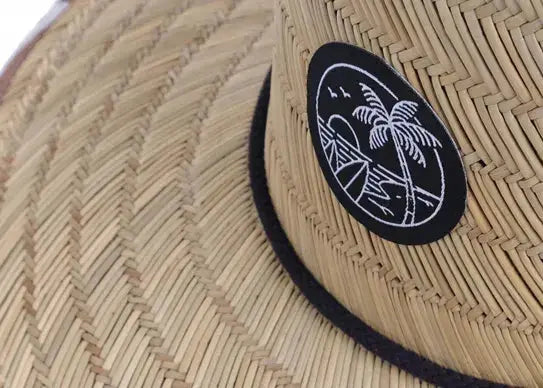 Custom Straw Lifeguard Hats with Patch Logo Printed Under Brim