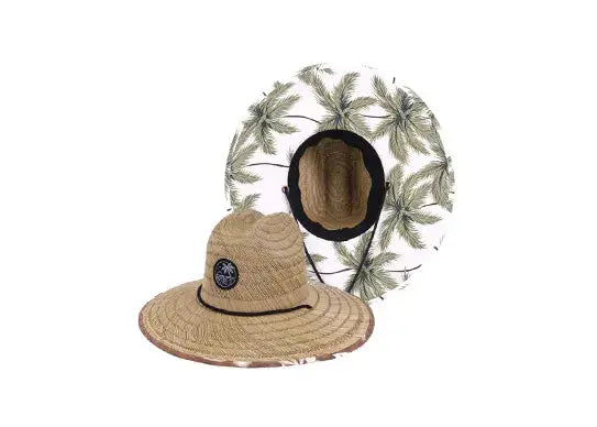 Custom Straw Lifeguard Hats with Patch Logo Printed Under Brim