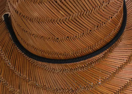 Custom Straw Lifeguard Hats with Patch Logo Printed Under Brim