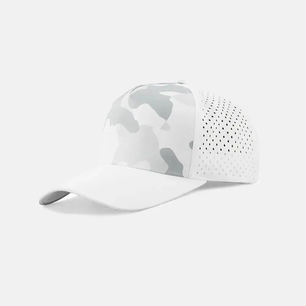 Blank Laser Perforated 5 Panel Performance Snapback Golf Hat Wholesale - 6526 (Recycled Polyester)