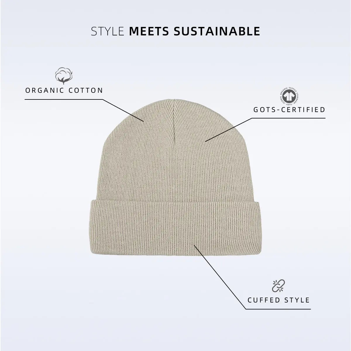 Blank 100% Organic Cotton Beanie Wholesale - 1101