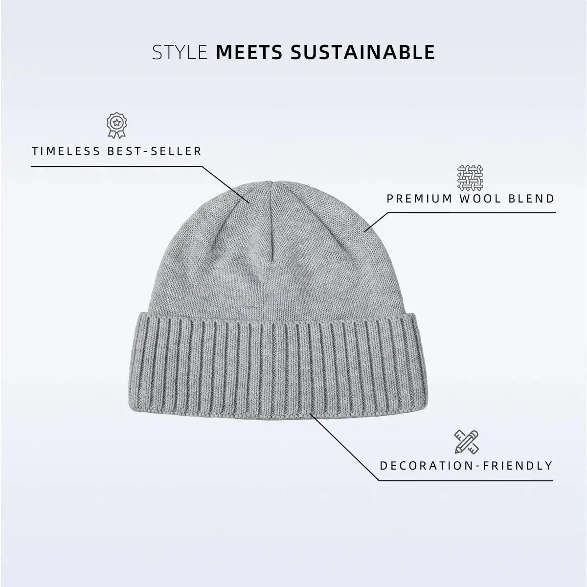 Blank Classic Ribbed Knit Wool Beanie Wholesale - 1188