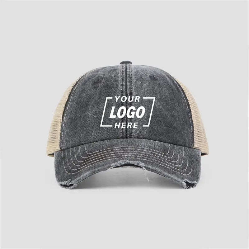 Blank Vintage Cotton Sand Unstructured Mesh Trucker Hats Wholesale - 6532