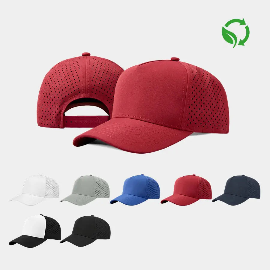 Blank Kids 5 Panel Perforated Water Repellent Snapback Golf Hat - 5479 (Recycled) - Foremost Hat - Wholesale & Custom Hats