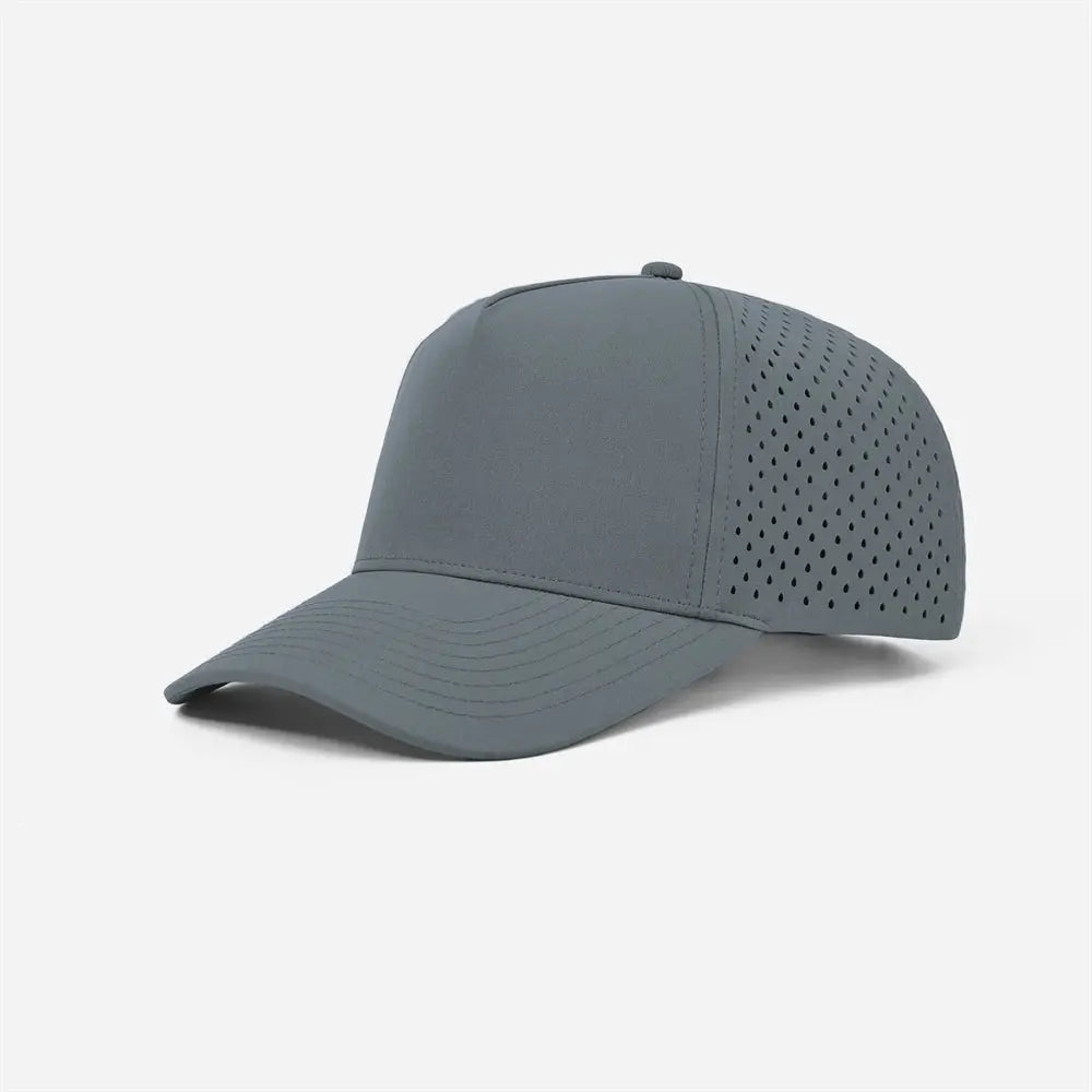 Blank 5 Panel Water Repellent Recycled Perforated Snapback Golf Hat- 6526Â Charcoal Grey foremosthat