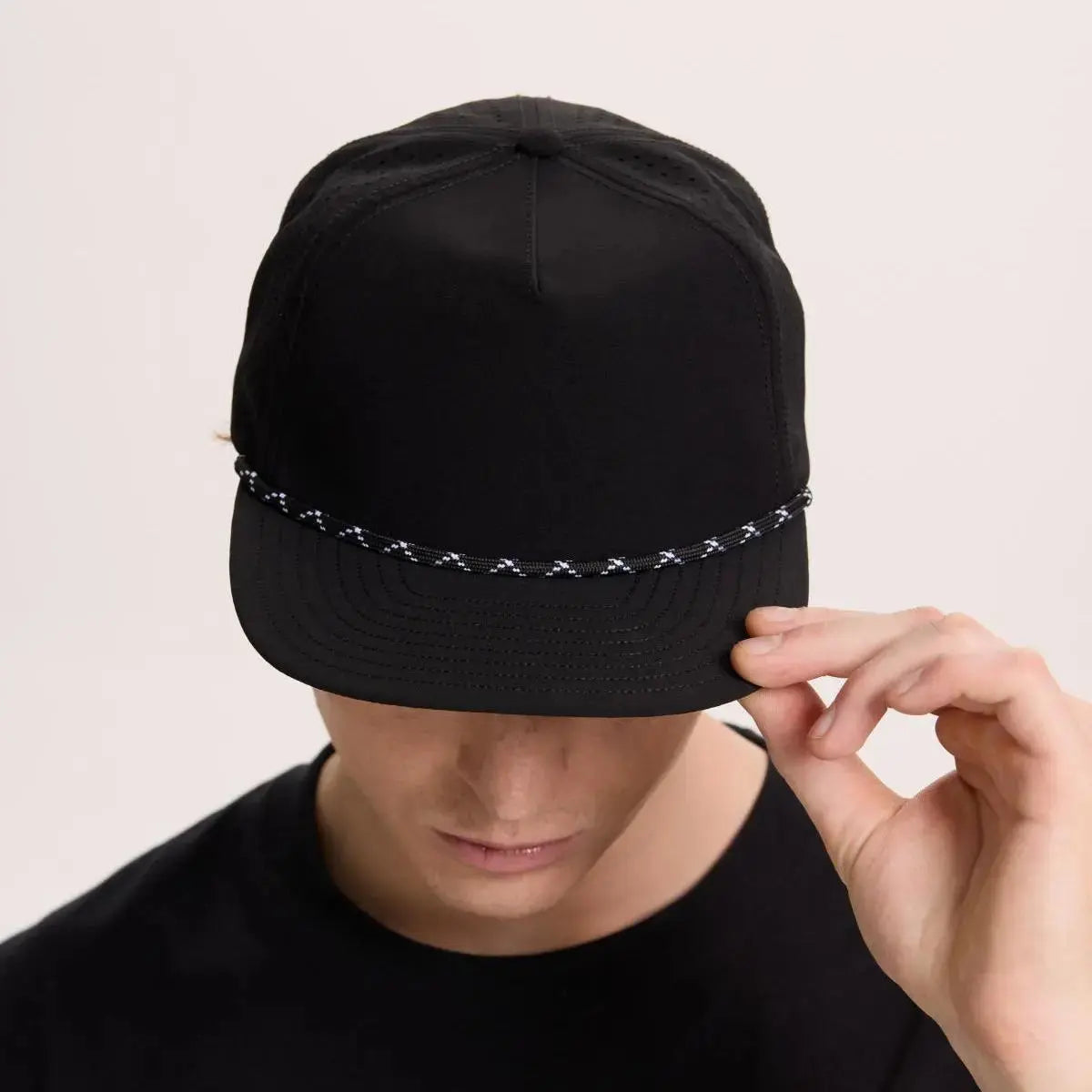 Blank Water Repellent Flat Bill Perforated Rope Snapback Hat - 5015PÂ Â Â Foremost Hat-Wholesale & Custom Hats