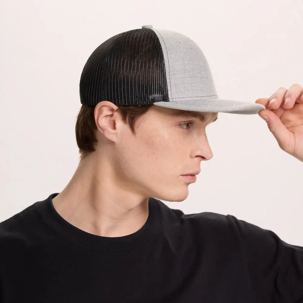 Wholesale Blank 6 Panel Mid Profile Structured Trucker Hat - 7018