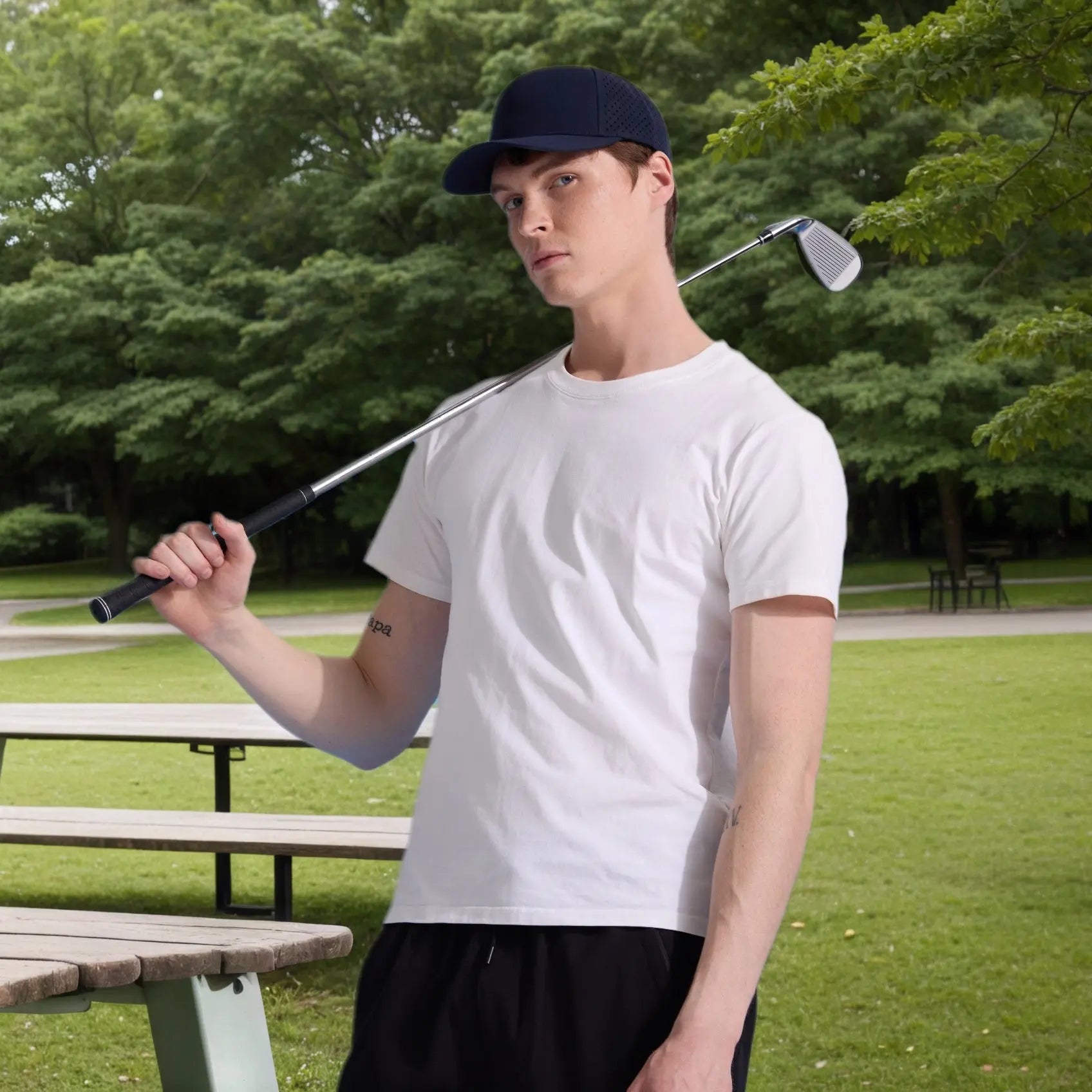 Blank Perforated 5 Panel Performance Snapback Golf Hat Wholesale - 6526 (Recycled) Foremost Hat