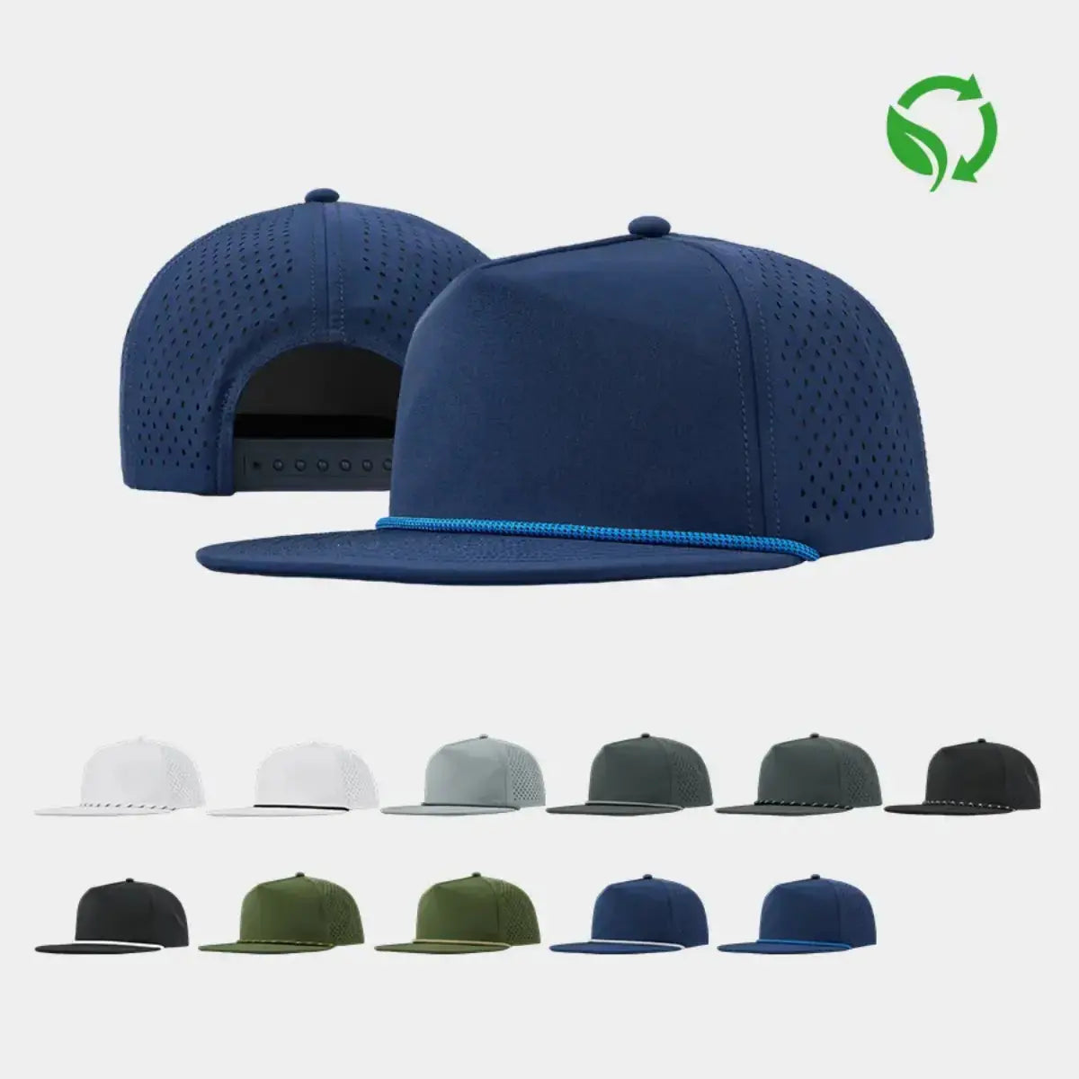 Blank Water Repellent Flat Bill Perforated Rope Snapback Hat - 5015PÂ Â Â Foremost Hat-Wholesale & Custom Hats