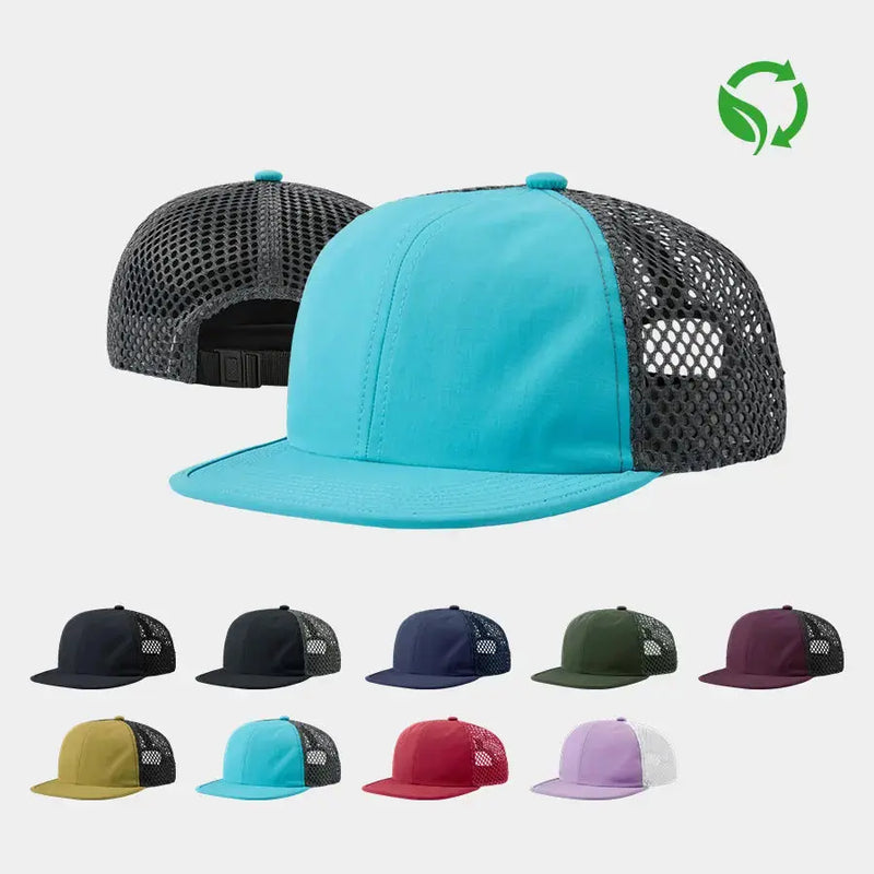Unbedruckte 6-Panel Wasserabweisende Nylon-Mesh Snapback Kappe (Recycelt) - 6482