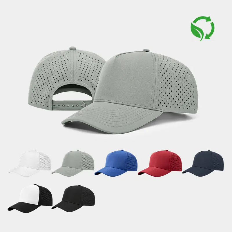 Unbedruckte 5-Panel perforierte recycelte Kinder-Golfmütze Großhandel - 5479
