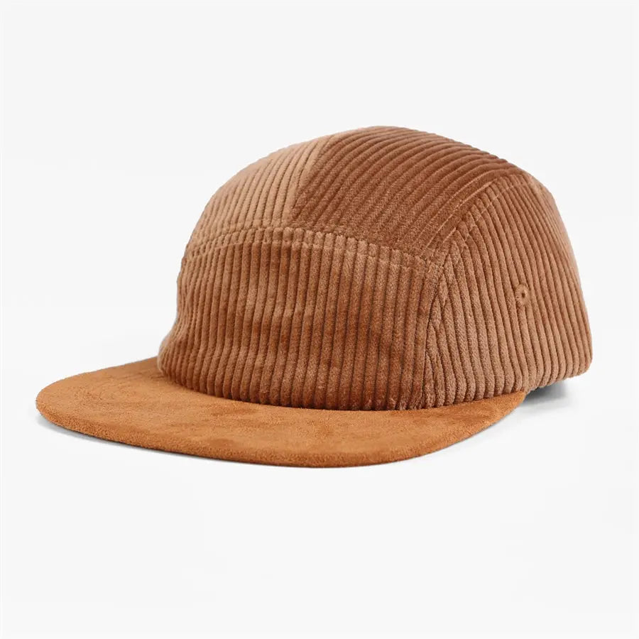 Blank & Custom Corduroy 5 Panel Flat Bill Camper Hat - 6715