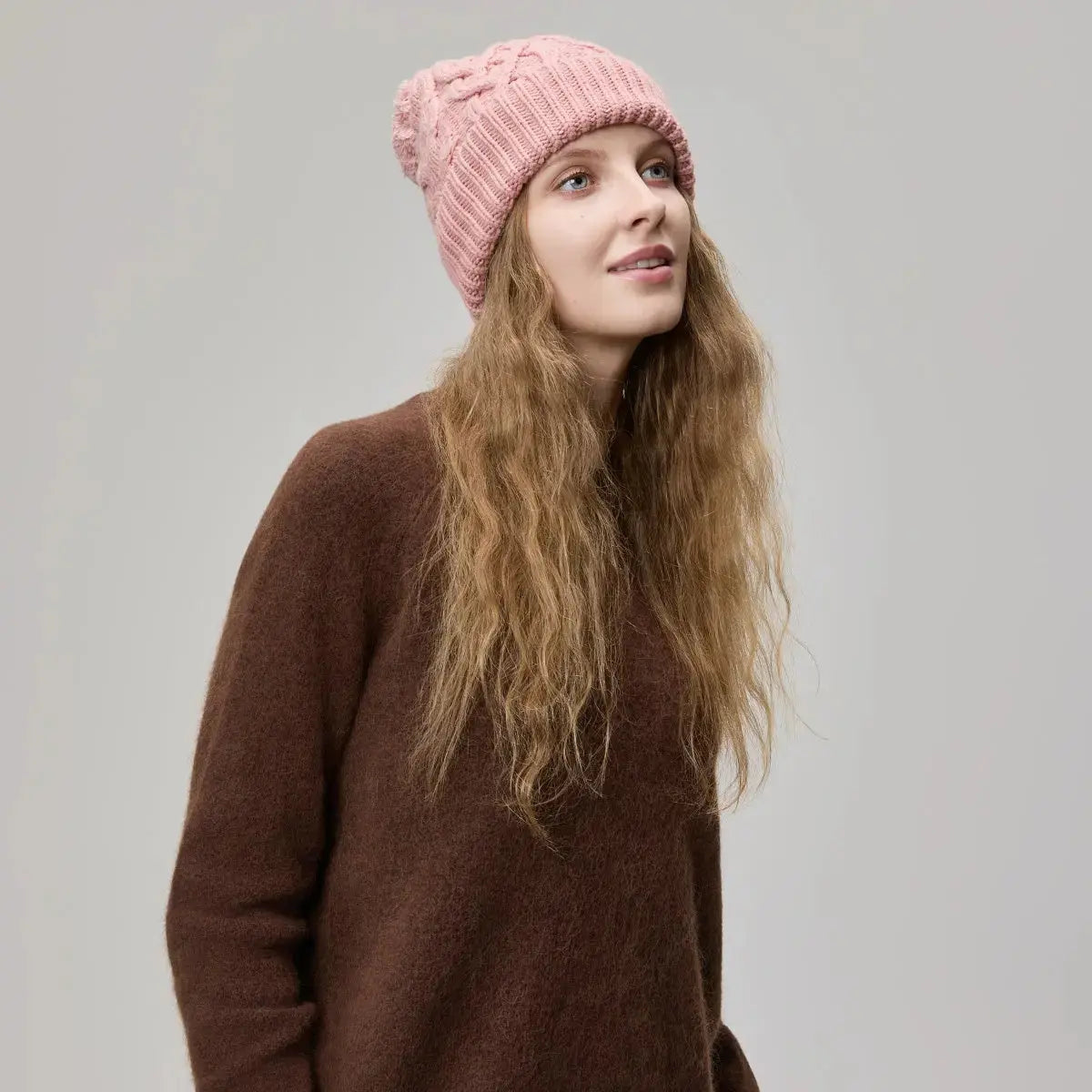 Blank Cable Knit Merino Wool Pom Pom Beanie Wholesale - 1168 Foremost Hat