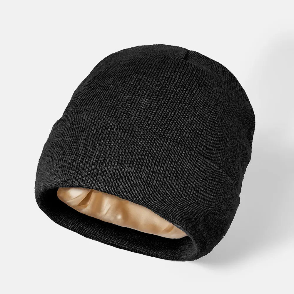 Blank Cuffed Satin Lined Beanie Wholesale - 1176Â Black Foremost Hat