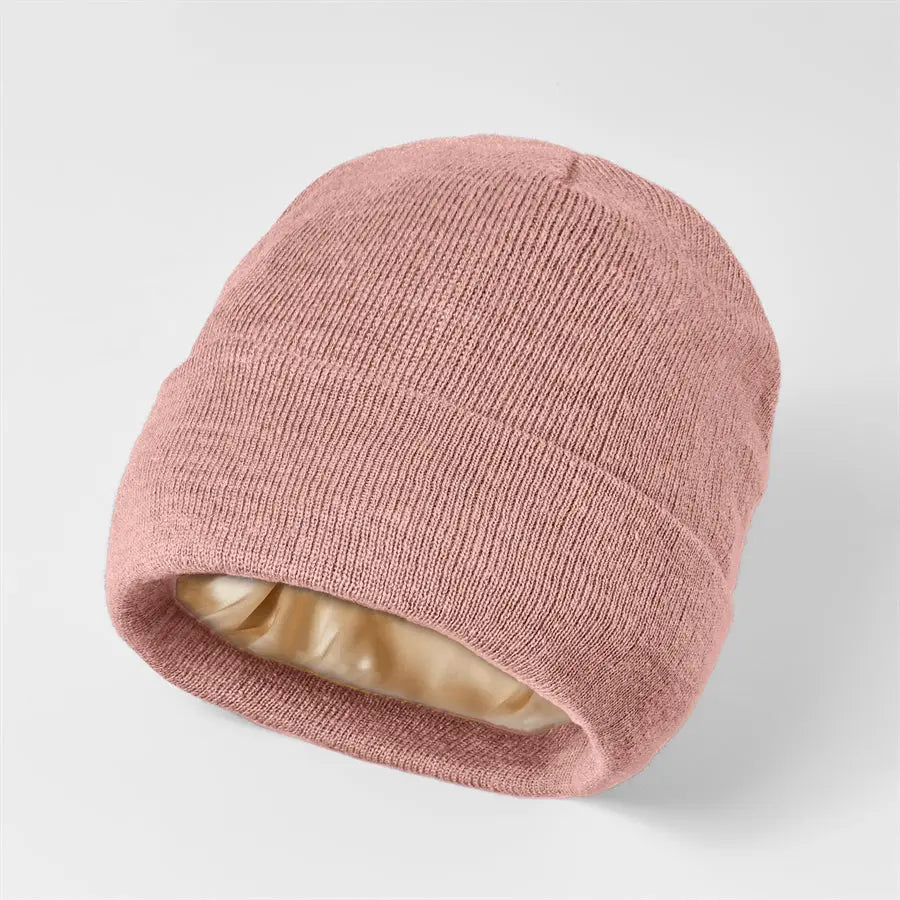 Blank Cuffed Satin Lined Knit Beanies Wholesale - 1176 ( Recycled Poly